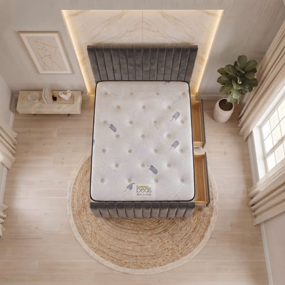 Somnior Eleanor King Size Velvet Divan Bed with Mattress and 2 Drawers in Grey – 2