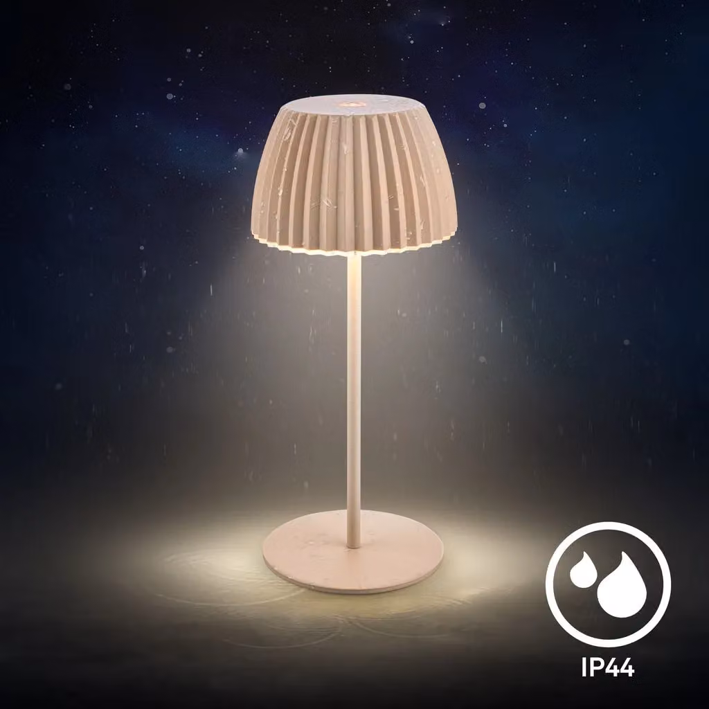 Briloner Riffle Mini Dimmable Rechargeable LED Table Lamp in Beige – 6