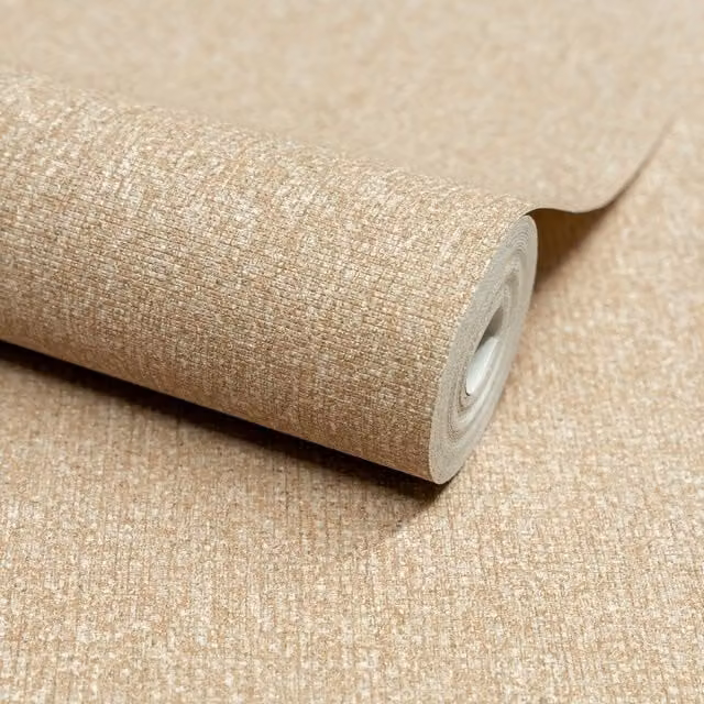 Grandeco Boutique Monroy Semi Plain Embossed Abstract Wallpaper in Sand