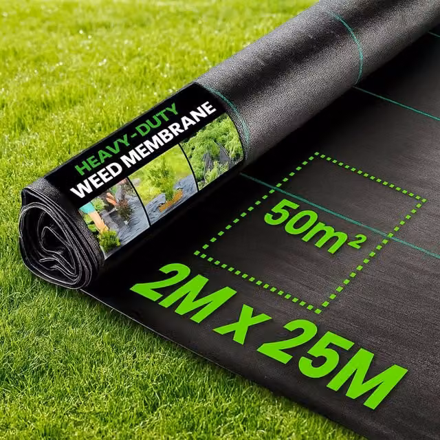 Green Thumbz Heavy Duty Weed Control Fabric, Black, W: 2 m, L: 25 m – 1