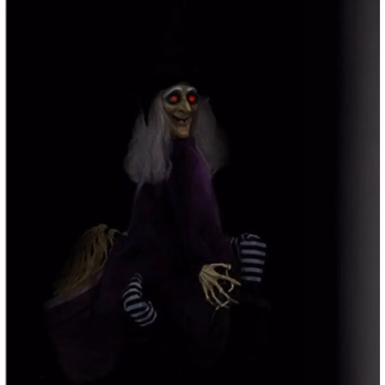 Garden Greatness Animated Hanging Witch Halloween Prop, Multicolour Purple, Height: 91.44 cm