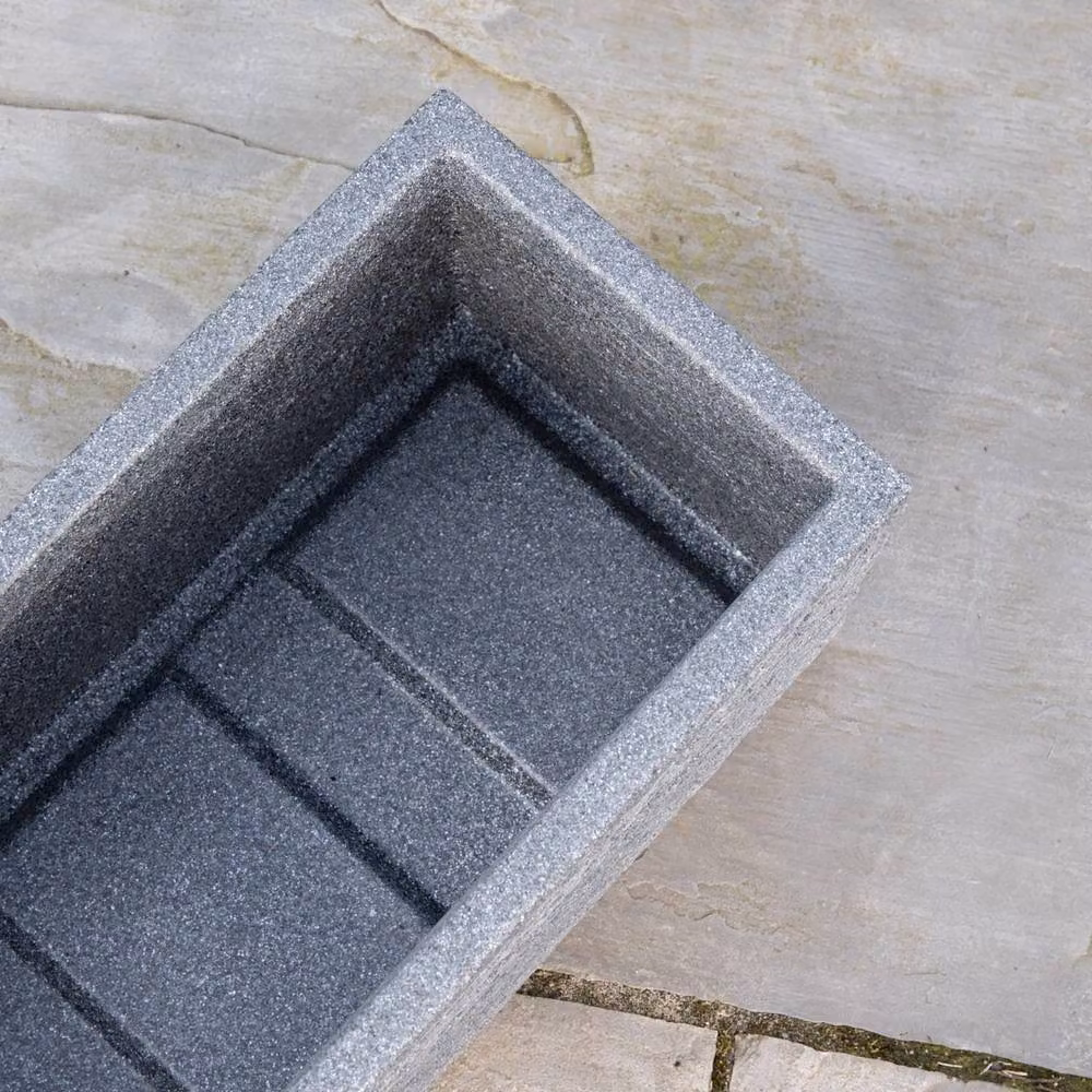 FLAVORA Grey Plastic Slate Effect Trough Decorative Planter Window Box – 3