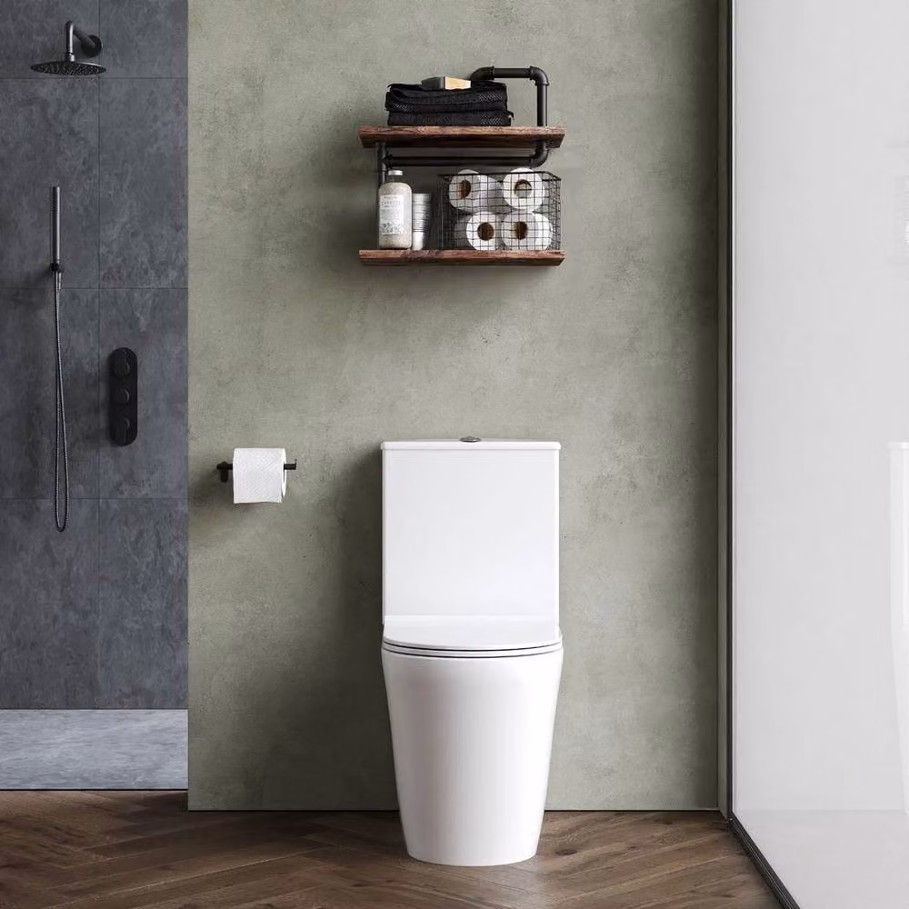 PAWNORA Freya Round Close Coupled Rimless Toilet in White with Soft Close Seat – 3