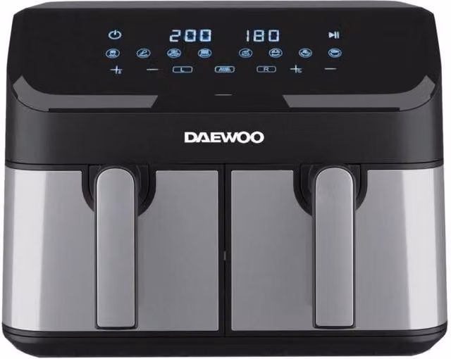 Daewoo 9 Litre Digital Dual Air Fryer Oven with Smart Sync Double Basket in Black – 1