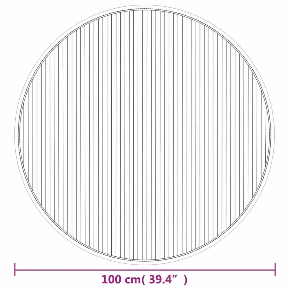 Berkfield Home Round Bamboo and Polypropylene Rug, Brown, Diameter: 100 cm – 3