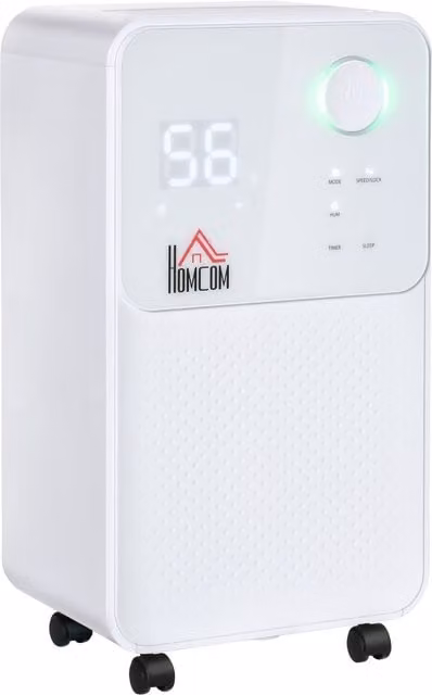 HOMCOM 12L White Low-Energy Dehumidifier with 24H Timer and 4 Modes – 1