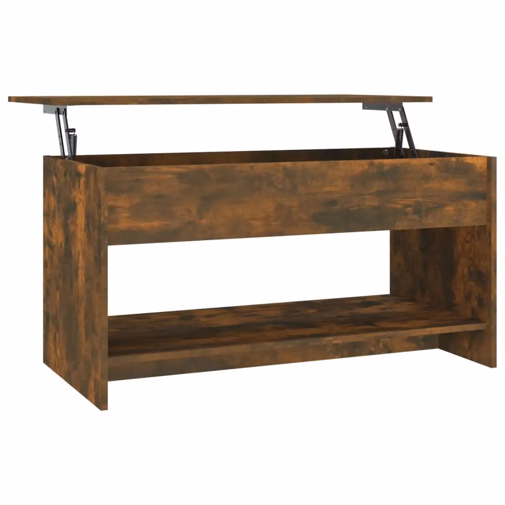 Berkfield Home Modern Rectangular Coffee Table in Smoked Oak Brown with Lift Mechanism, W/D/H: 102 x 50 x 52.5 cm – 2