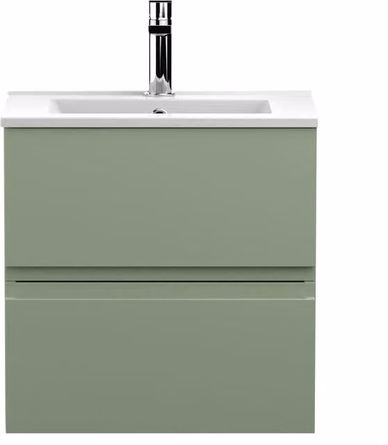 Balterley Mavesyn 2 Drawer Wall Hung Vanity Basin Unit, Satin Green, Width: 50 cm