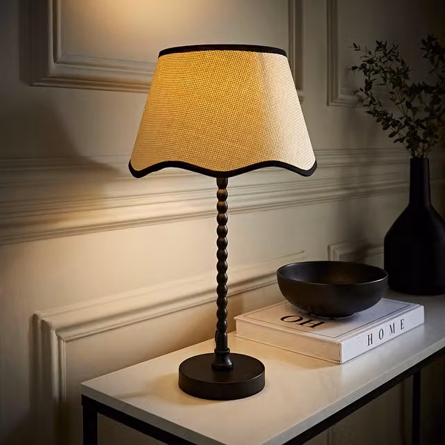Maeve Bobble Table Lamp with Scallop Shade in Black