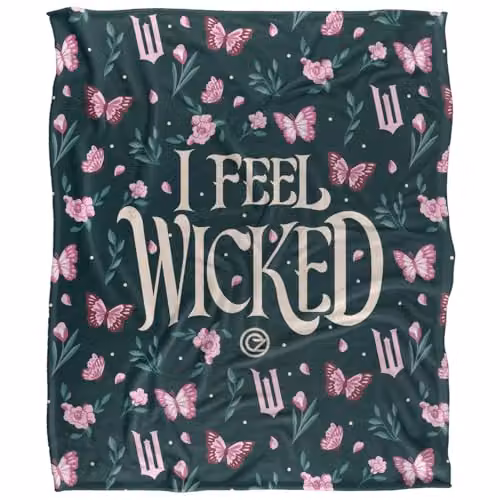 Wicked Floral Butterfly Fleece Throw Blanket, Multicolour and White, W/D/H: 152 x 127 cm – 5