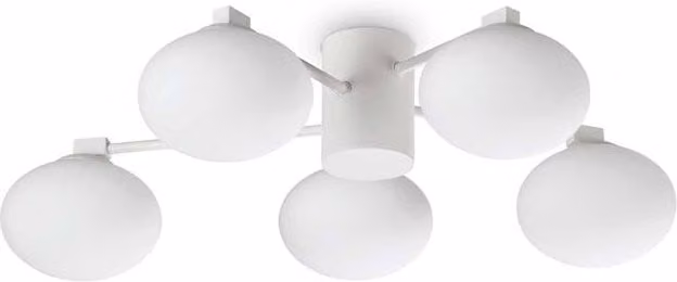 Netlighting Hermes 5 Light White Glass Globe Ceiling Light, Diameter: 60 cm