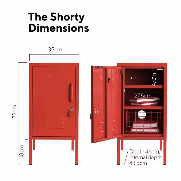 Mustard Made The Shorty To The Left Red Metal Freestanding Storage Cabinet with Hinged Doors and Internal Shelves W/D/H: 72.0 x 35.0 x 46.0 cm – 4