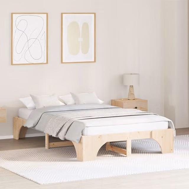 Berkfield Home Solid Pine Wood Bed Frame, Brown, W/D/H: 190 x 120 x 30 cm