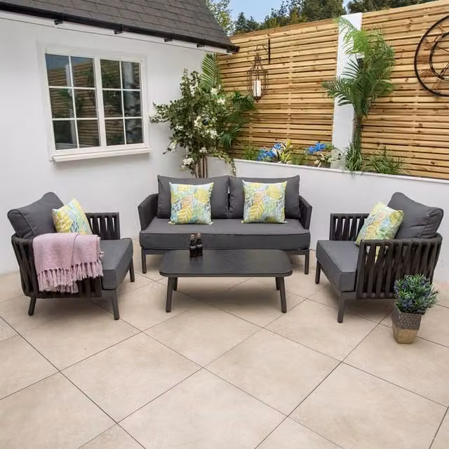 Bracken Outdoors Maldives Modern Rope and Aluminium Lounge Sofa Set in Dark Grey