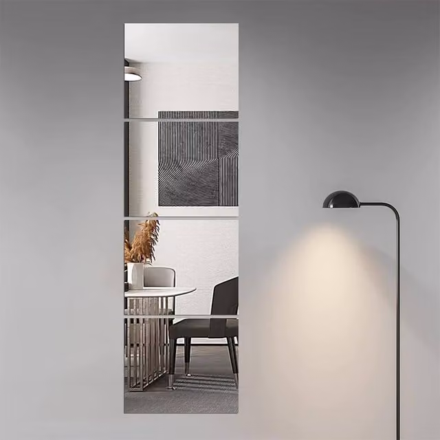 FORGEVIO Self-Adhesive Silver Acrylic Mirror Tiles, Square, W/D/H: 30 x 30 x 0.4 cm – 1