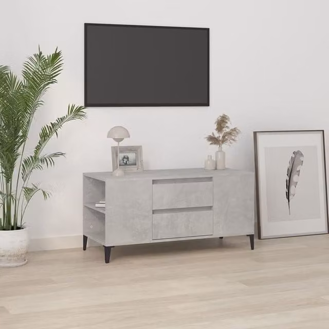 Berkfield Home TV Cabinet in Concrete Grey, W/D/H: 102 x 44.5 x 50 cm – 1