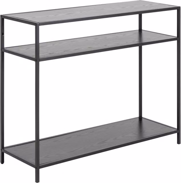 Furniture To Go Seaford Modern Rectangular Console Table with 2 Shelves in Black and Ash – 1