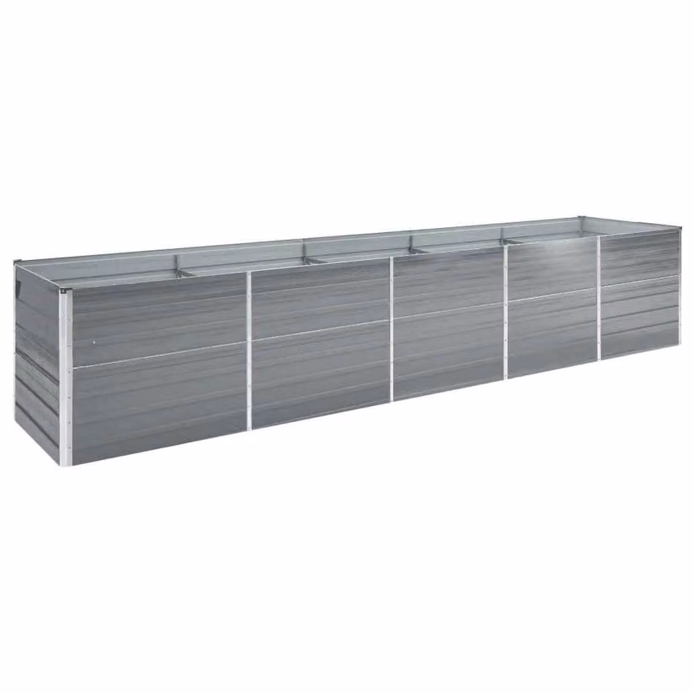 Berkfield Home Garden Galvanised Steel Raised Bed in Grey, W: 400 cm, D: 80 cm, H: 77 cm – 2