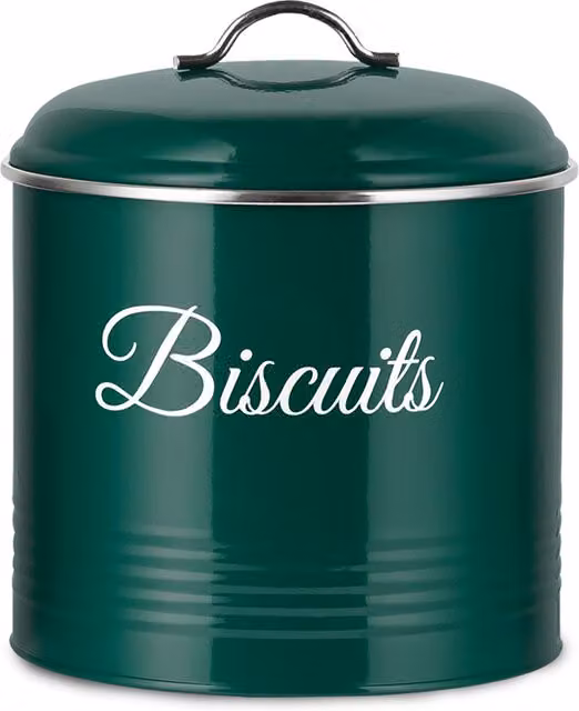 Innoteck Airtight Metal Round Biscuit Tin in Green