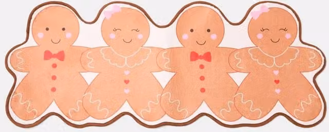 OHS Gingerbread Family Non-Slip Christmas Novelty Bath Mat in Tan