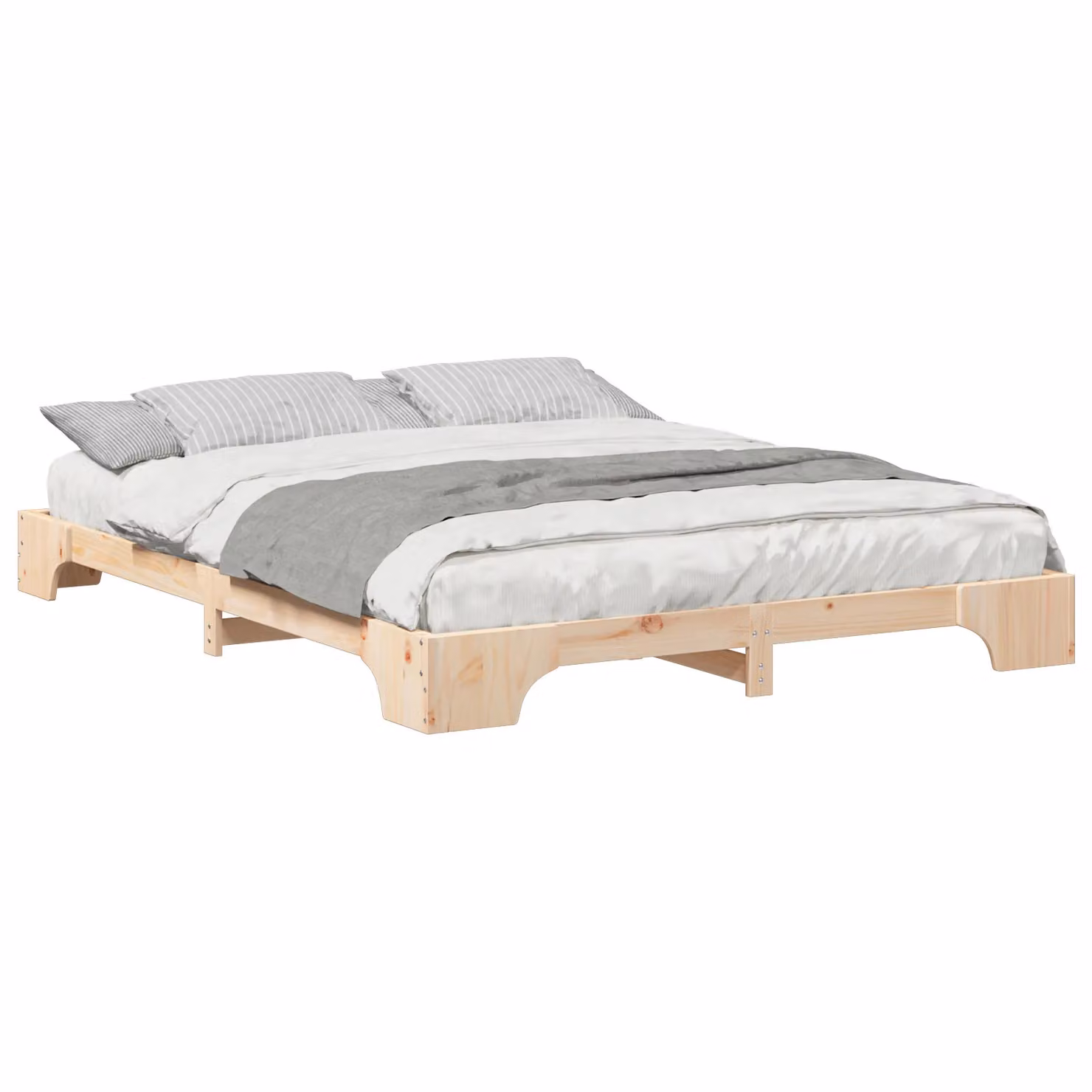 Berkfield Home Floor Bed Frame with Lift Up Storage in Brown Solid Pine Wood W: 160 cm, D: 220 cm – 2