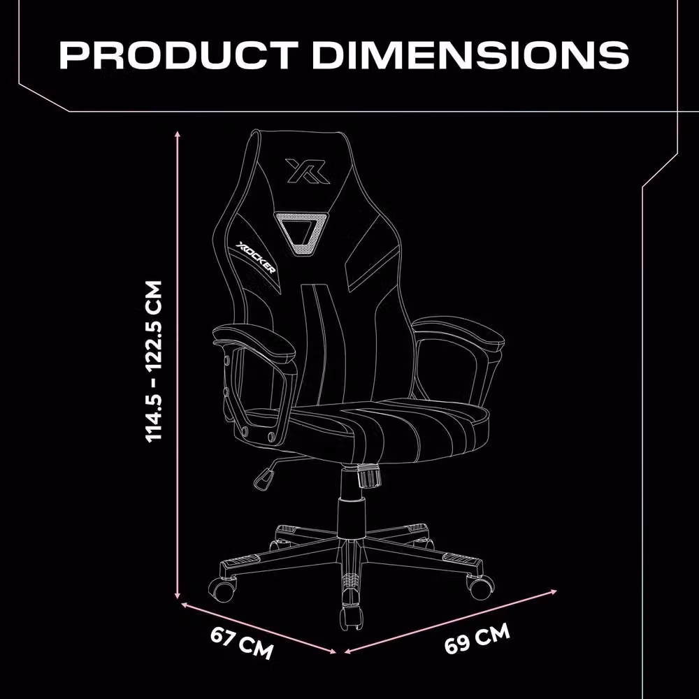 X Rocker Tempest Ergonomic Gaming Chair in White with Extra Wide Synthetic Leather Seat – 5