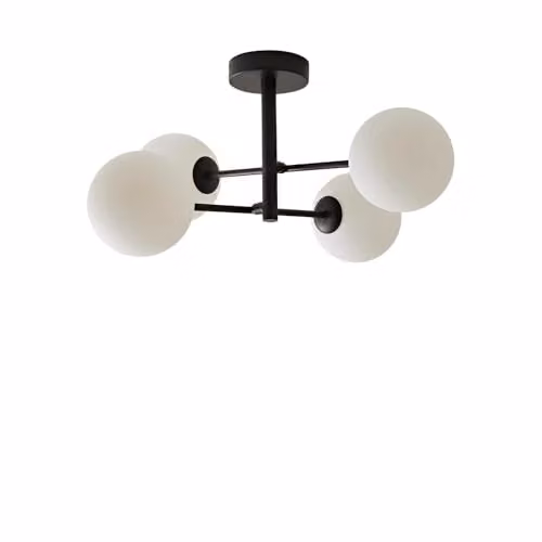 ValueLights Darla 4 Way Black Frosted Globe IP44 Bathroom Ceiling Light with Bulbs – 2