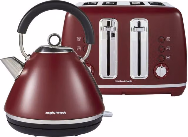 Morphy Richards Accents Rhubarb Kettle and Toaster Bundle in Red and Silver – 1