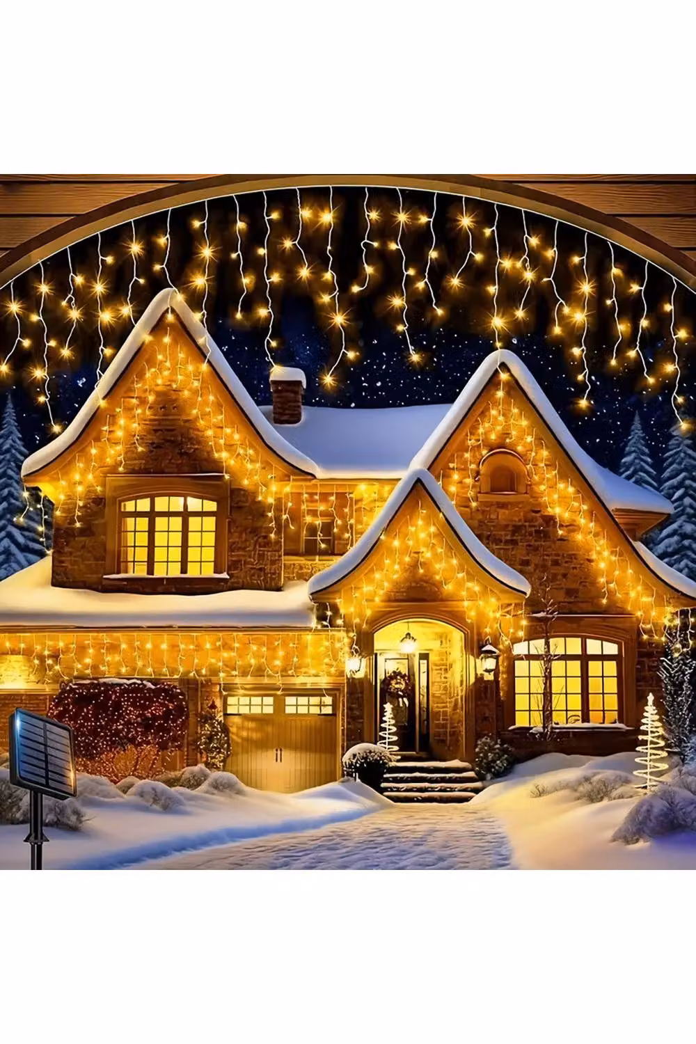 Living and Home Solar-Powered White LED Icicle String Lights with Remote Control and Dusk Sensor – 2
