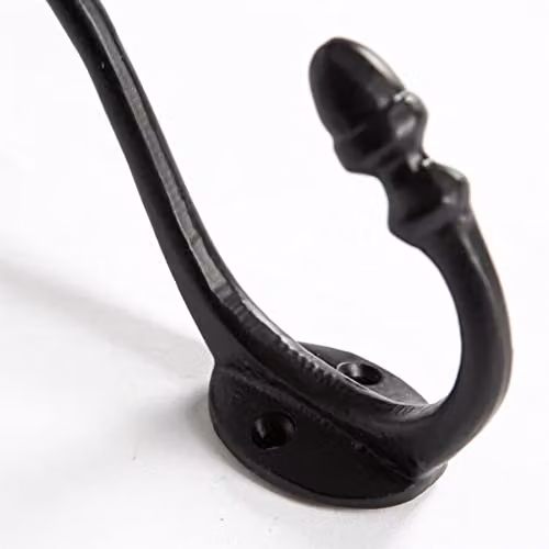 Hammer and Tongs Antique Deco Wall Hook in Black Iron, H: 13.5 cm, W: 3 cm – 2