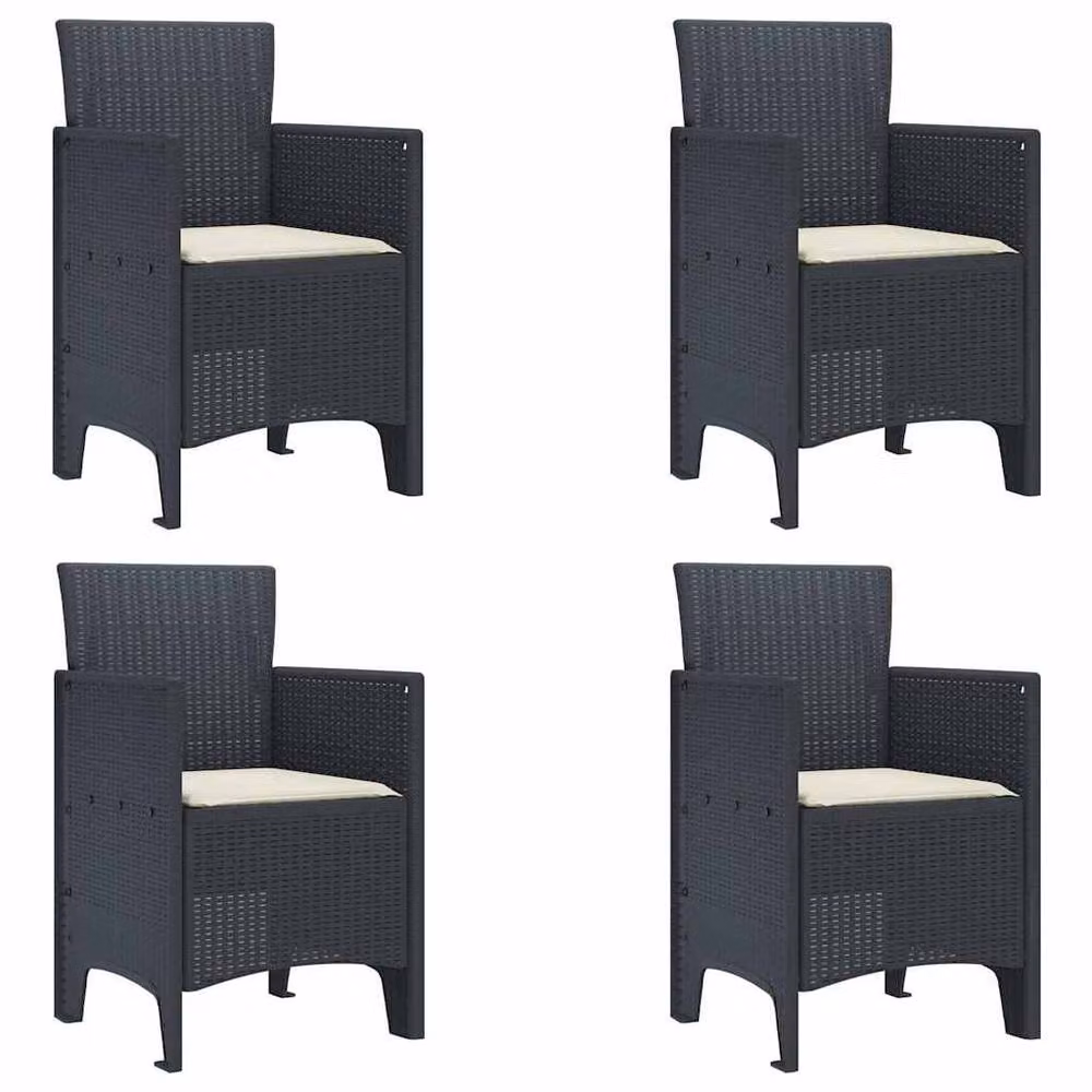 Berkfield Home 5 Piece Anthracite Poly Rattan Garden Dining Set with Cushions – 4