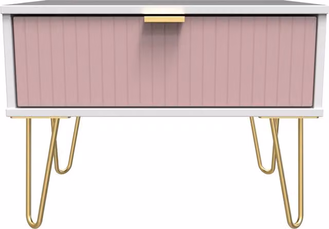 2 U Bexley Ready Assembled 1 Drawer Wide Side Table in Pink and Gold