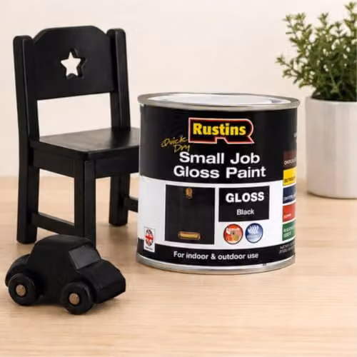 Rustins Quick Dry Water Based Gloss Wood Paint, Black, 250ml – 4