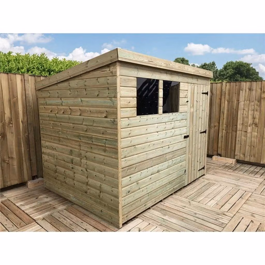 Marlborough Pressure Treated Pent Garden Shed with Single Door in Natural – 3