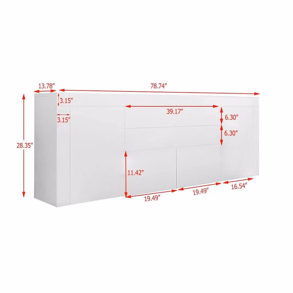 SPETLEK Large Modern Glossy White Wood Sideboard Cabinet – 2