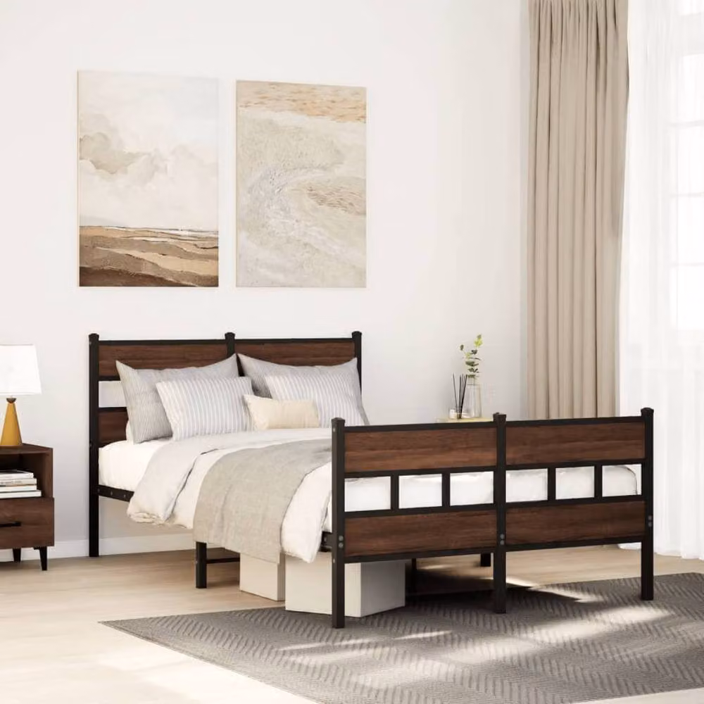 Berkfield Home Elegant Bed Frame with Headboard and Footboard in Brown, W/D/H: 120 x 190 cm – 2