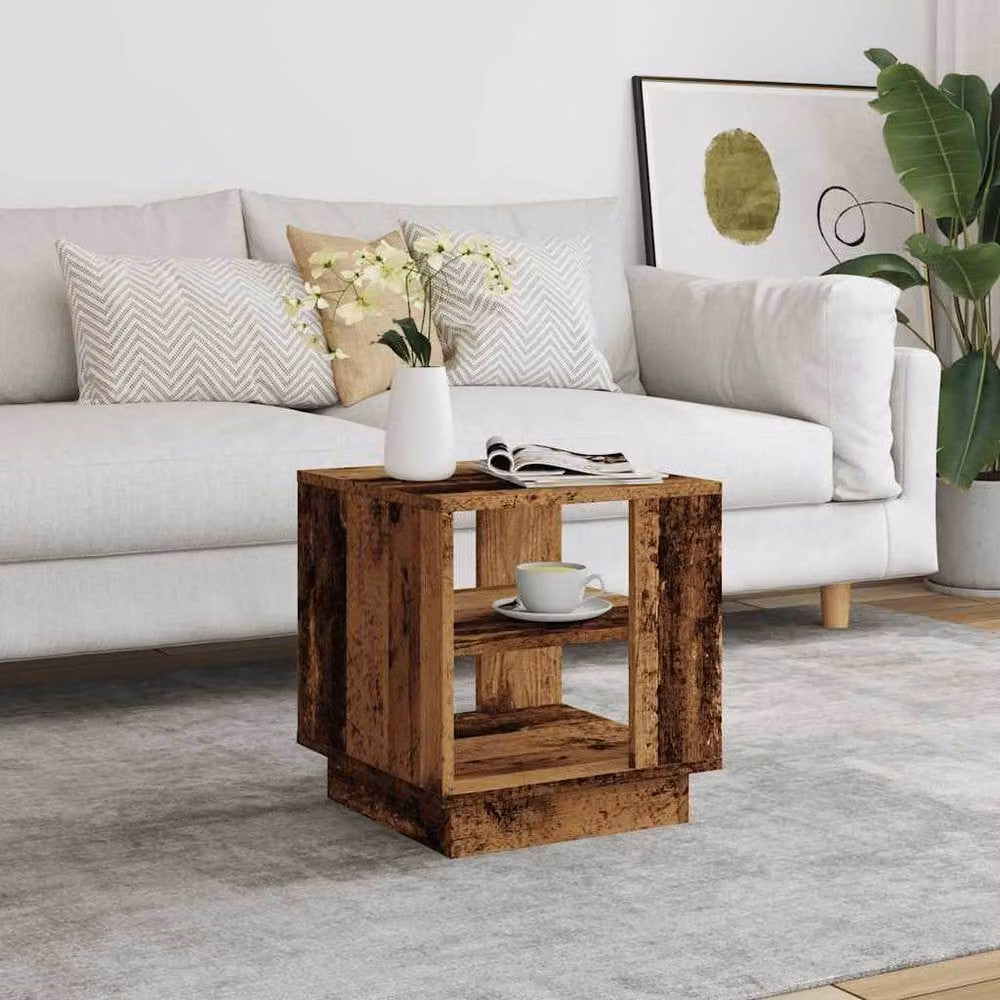 Berkfield Home Old Wood Coffee Table in Brown, W/D/H: 40 x 40 x 43 cm – 3