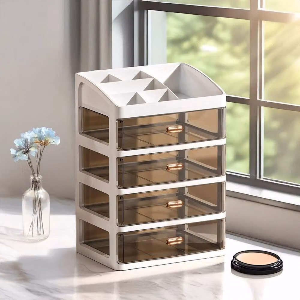 EONLION 4 Drawer Makeup Organiser Storage Unit in White, W: 50 cm, D: 50 cm, H: 50 cm – 3