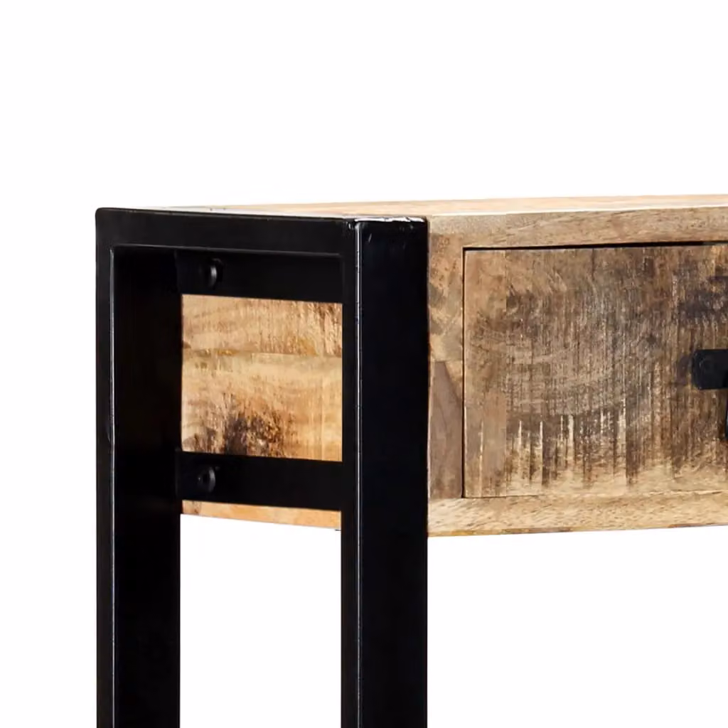 Berkfield Home Rustic Solid Mango Wood Console Table, Brown, W/D/H: 90 x 30 x 75 cm – 4