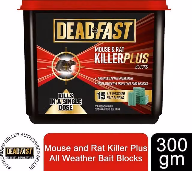 Deadfast All Weather Mouse and Rat Killer Plus Bait Blocks, 300g, 15 Pack
