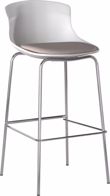Alphason Helena Minimalist Fabric and Metal Bar Stool in White