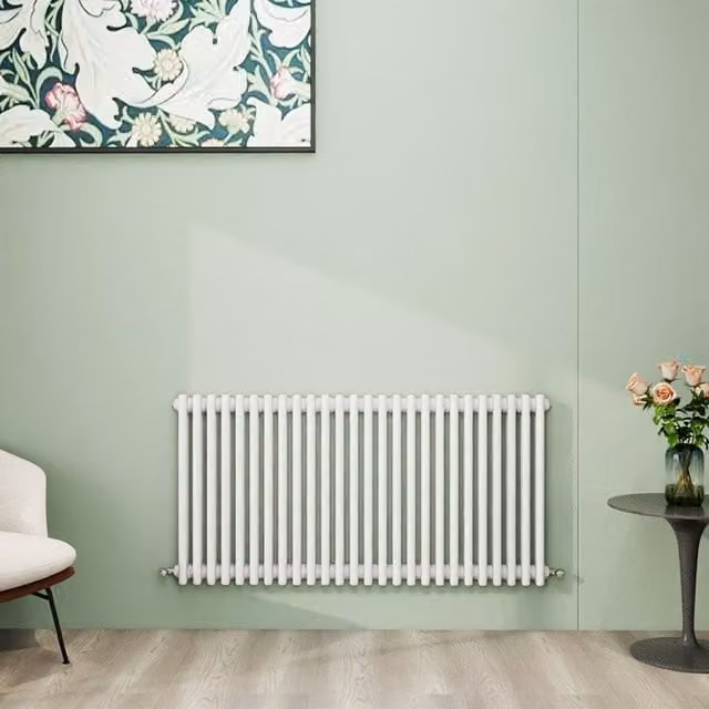 AicaBathroom Horizontal Traditional Cast Iron Style 3 Column Steel Radiator, White, W/D/H: 119 x 60 x 60 cm