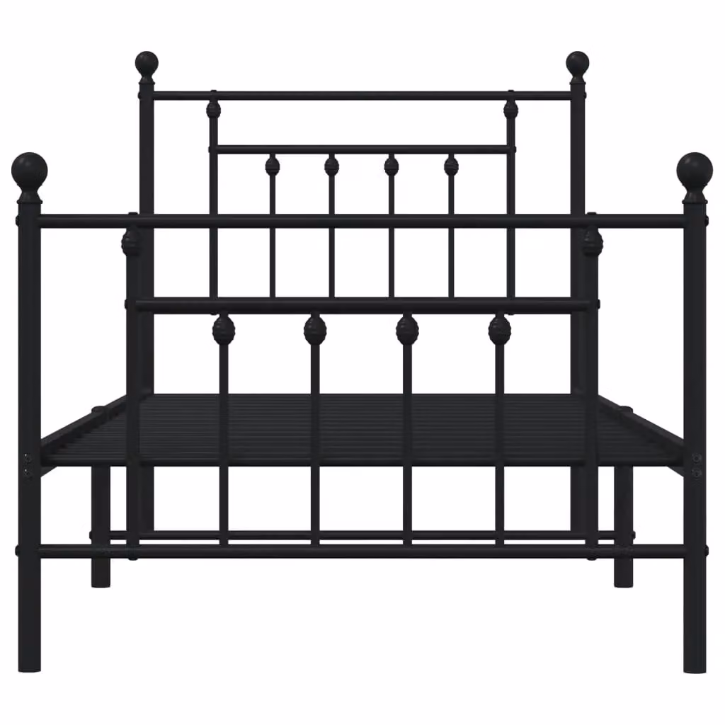 Berkfield Home Metal Bed Frame with Headboard and Footboard in Black, W/D/H: 90 x 190 cm Single – 3