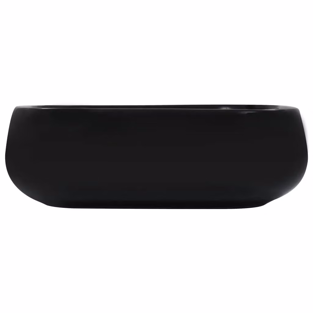 Berkfield Rectangular Ceramic Countertop Wash Basin in Black, W: 44.5 cm, D: 39.5 cm, H: 14.5 cm – 2