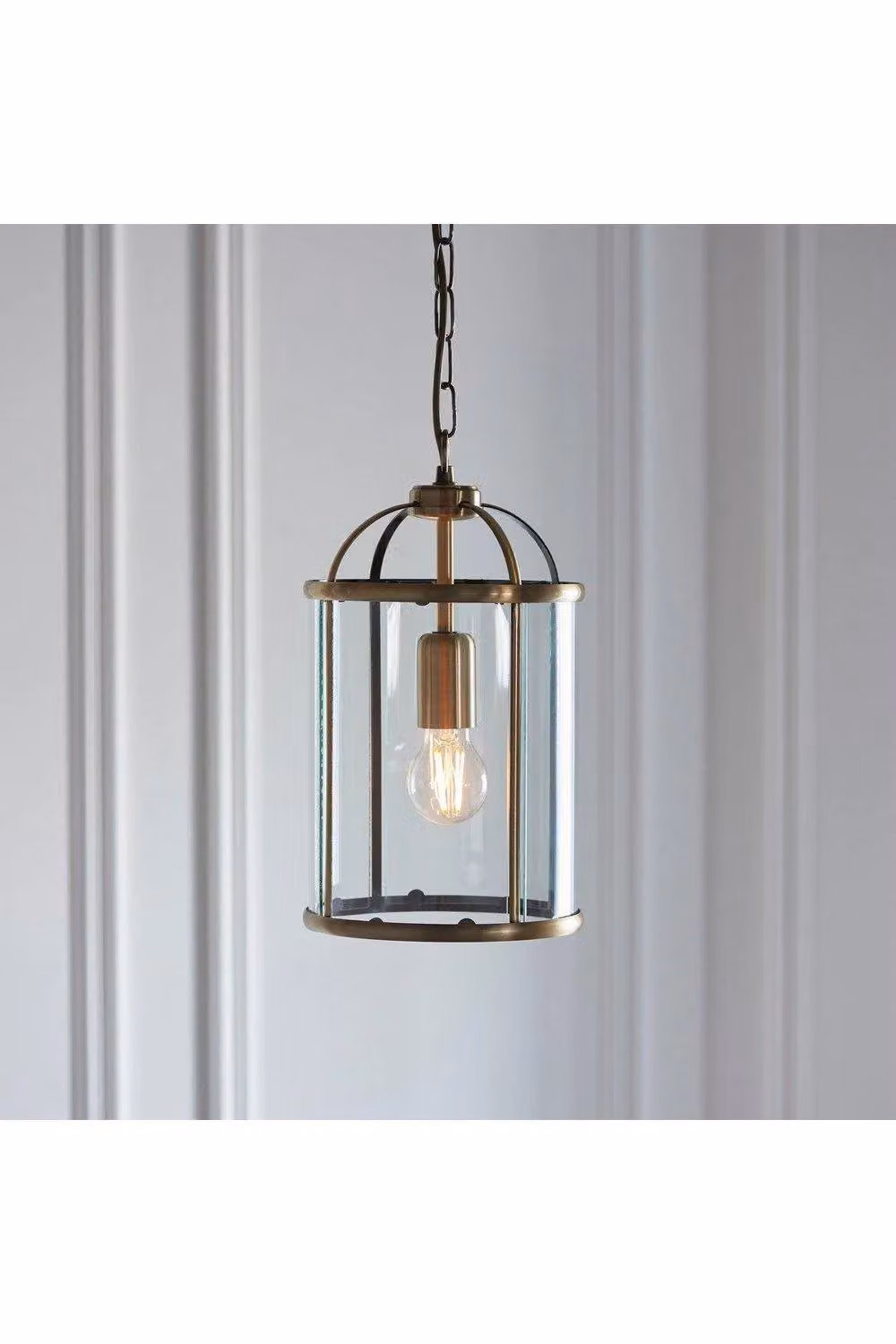 Netlighting Lambeth 1 Light Ceiling Pendant in Antique Brass and Transparent Glass with E27 Fitting – 2