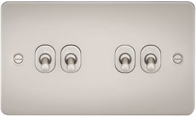 Knightsbridge FP4TOGPL Pearl Flat Plate 10AX 4G 2-Way Toggle Switch