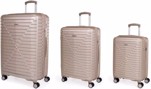 London Fog Cavendish 3-Piece Hard Shell Suitcase Set with 4 Dual Wheels in Metallic Gold – 1