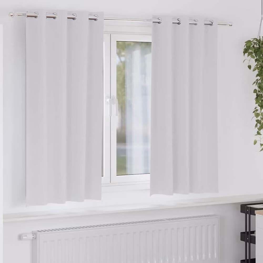 Berkfield Home Bright Opaque Eyelet Curtains, 2 Pack, Grey, W: 140 cm, H: 175 cm