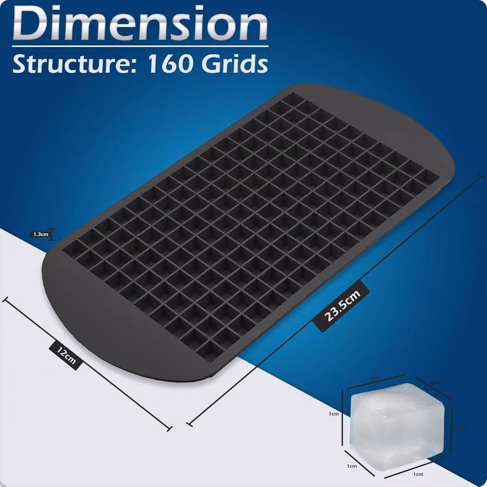 ATEK Silicone Ice Cube Tray Set with Lid in Black – 3