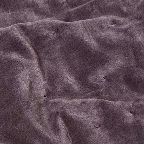 HOMESCAPES Dark Grey Velvet Throw with Handwoven Embroidered Dots and Quilting, W: 150 cm, L: 200 cm – 2